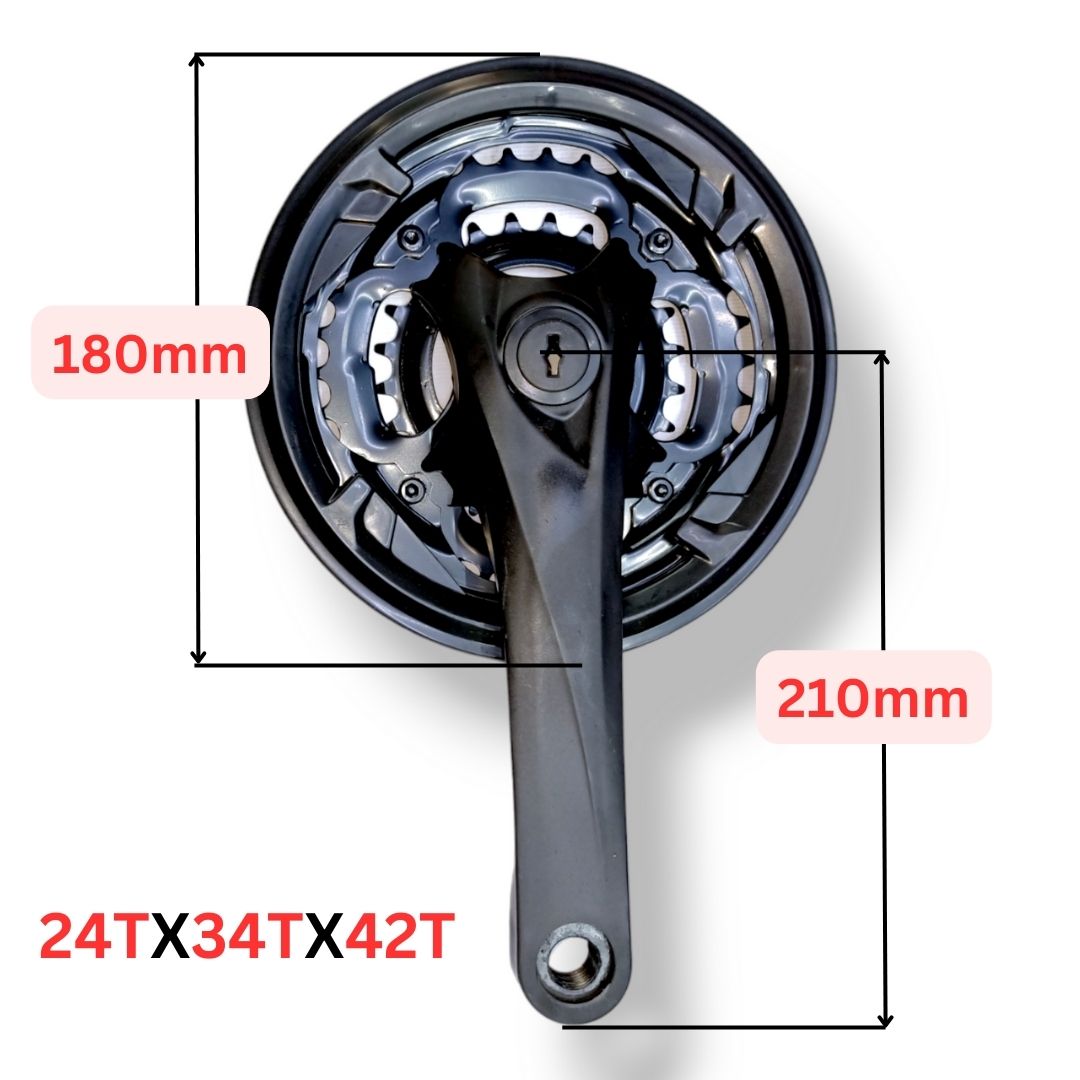 Bicycle Chainwheel Crankset 3-Speed (24T 34T 42T Teeth)