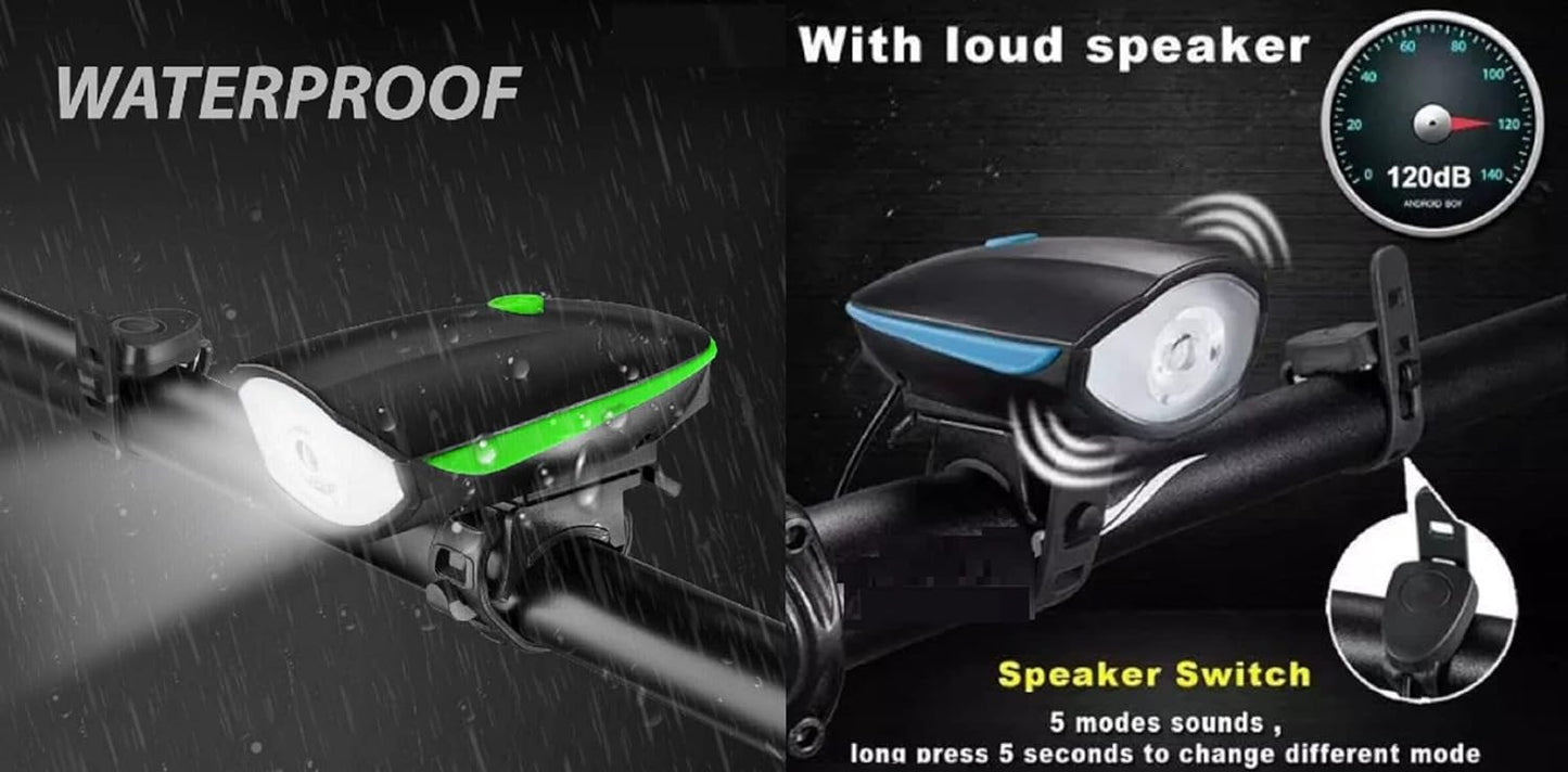 Bicycle Rechargeable Bike Horn and Light 140 DB with Super Bright 250 Lumen Light