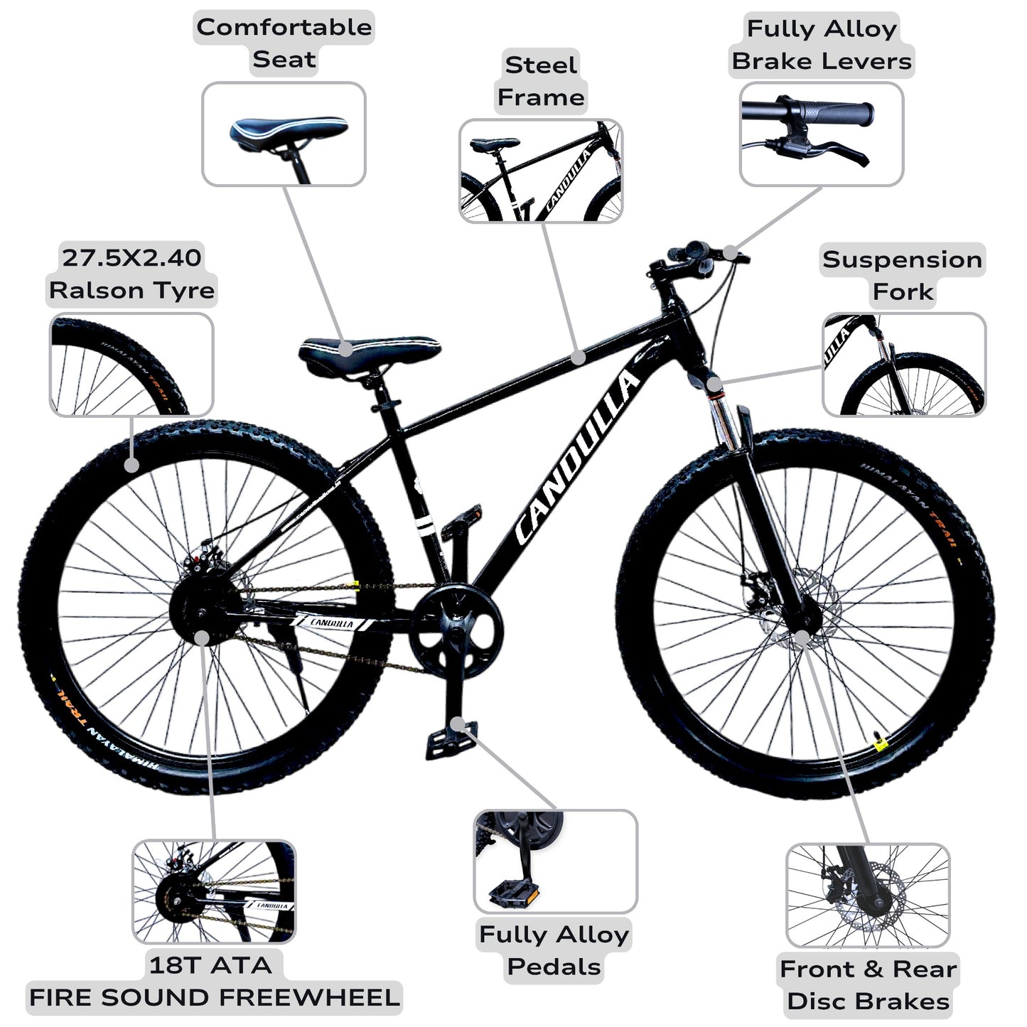 BLACK HAWK Single Speed MTB Mountain Bike 27.5"