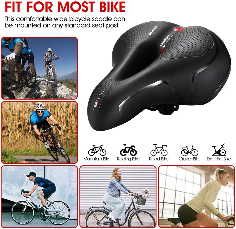 Premium Wide Comfort Bicycle Saddle | Ergonomic Soft Cushion Seat | Shock Absorbing | Breathable Design