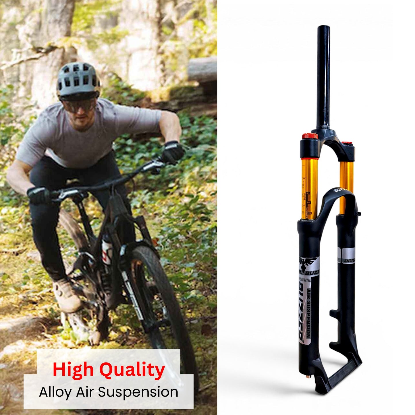 Premium Air Suspension Bicycle Fork | 120mm Travel | Lockout & Compression Adjustment | Lightweight Alloy MTB Fork