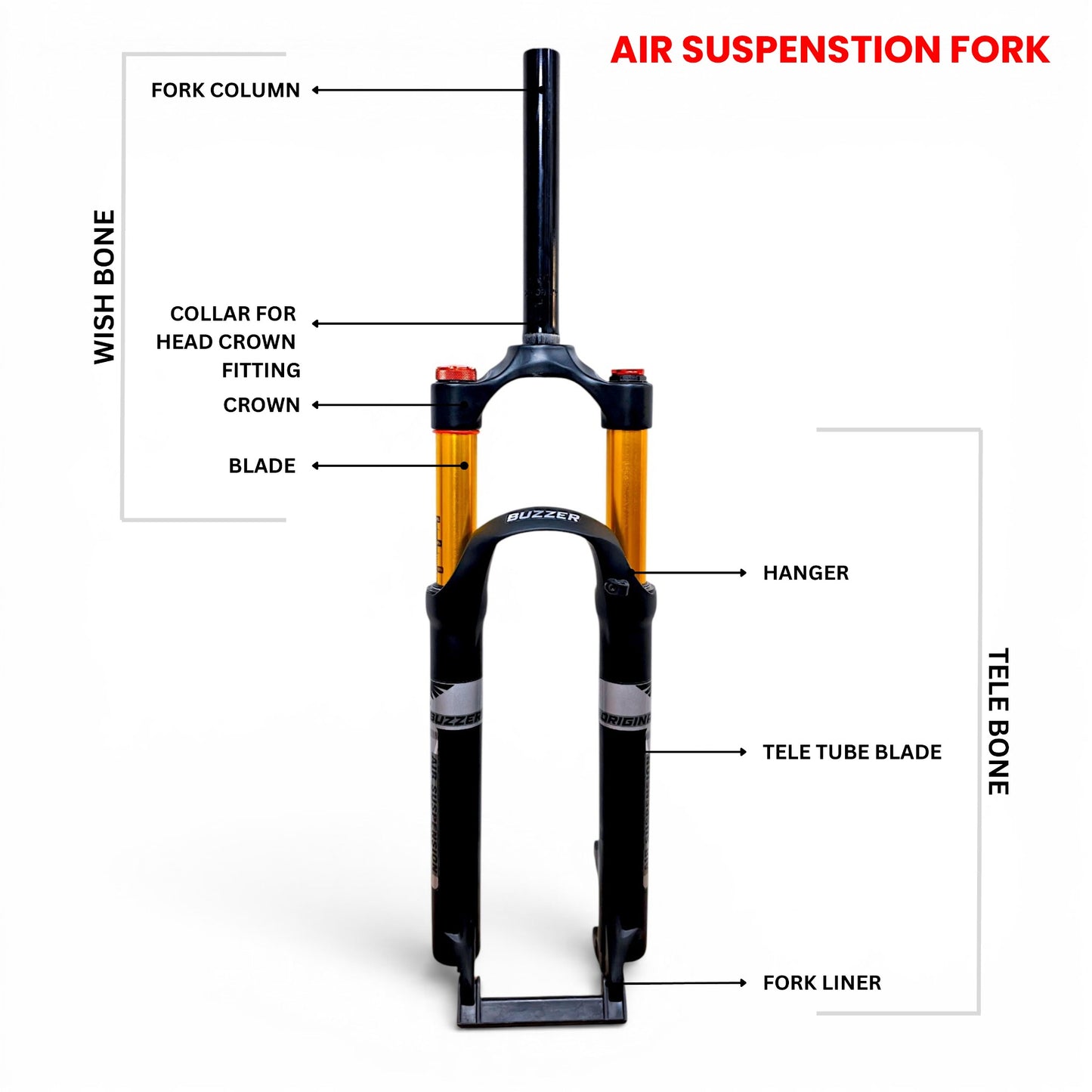 Premium Air Suspension Bicycle Fork | 120mm Travel | Lockout & Compression Adjustment | Lightweight Alloy MTB Fork