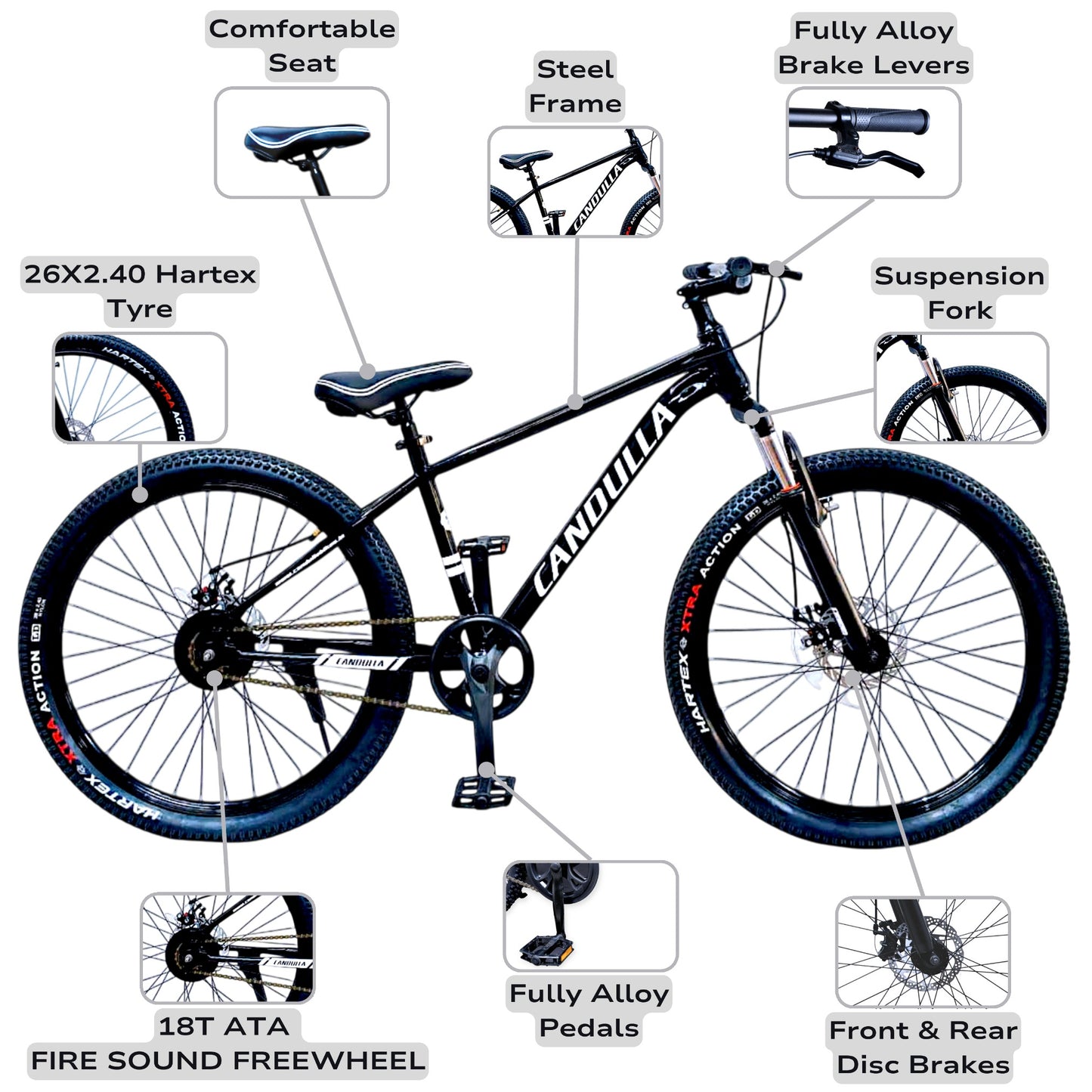 BLACK HAWK Single Speed MTB Mountain Bike 26"