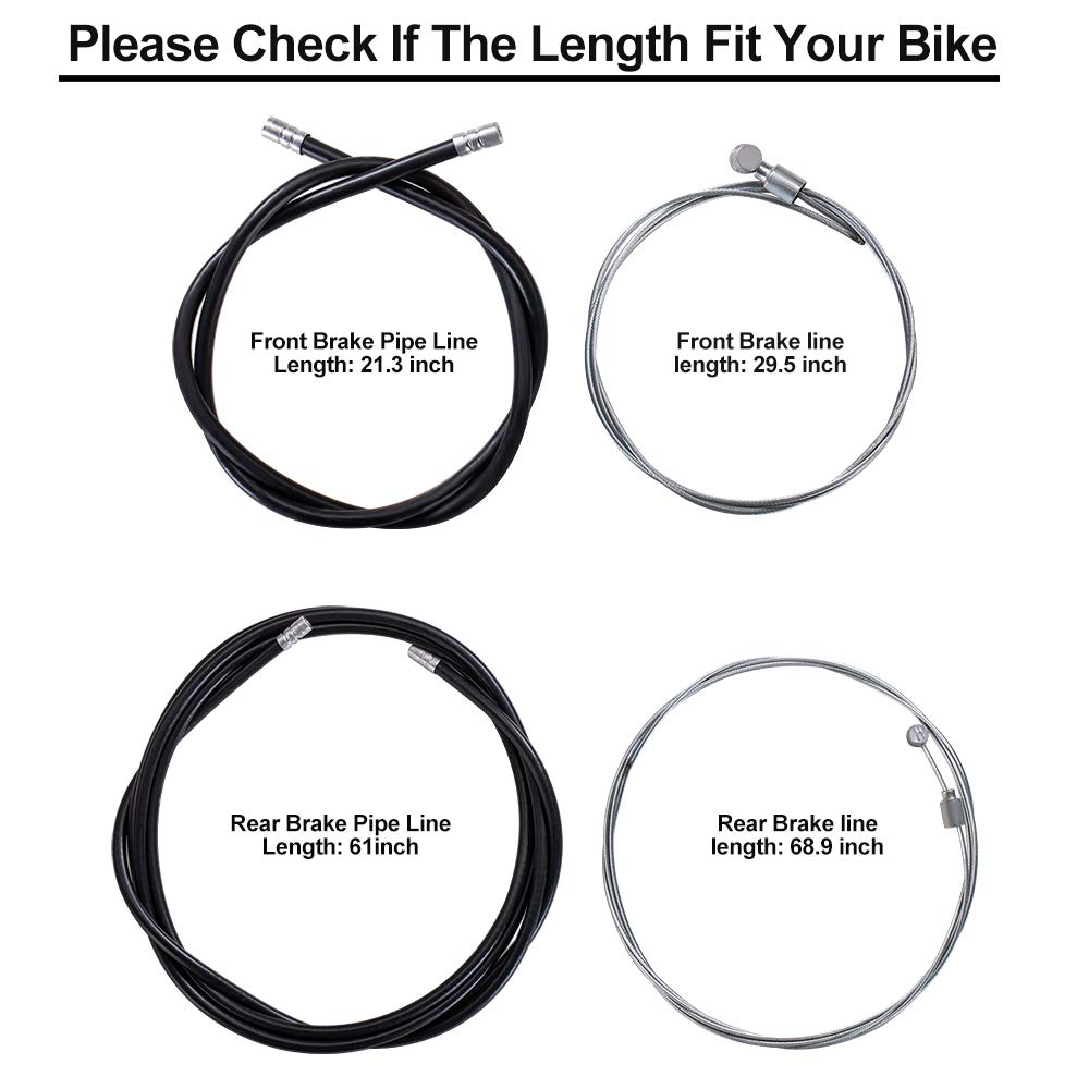 Bicycle friction free Brake Wire Front Rear Inner-Outer Set for Disc & V Brakes
