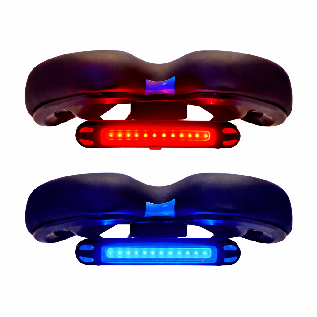 Bicycle Saddle with Integrated Dual-Color LED Tail Light