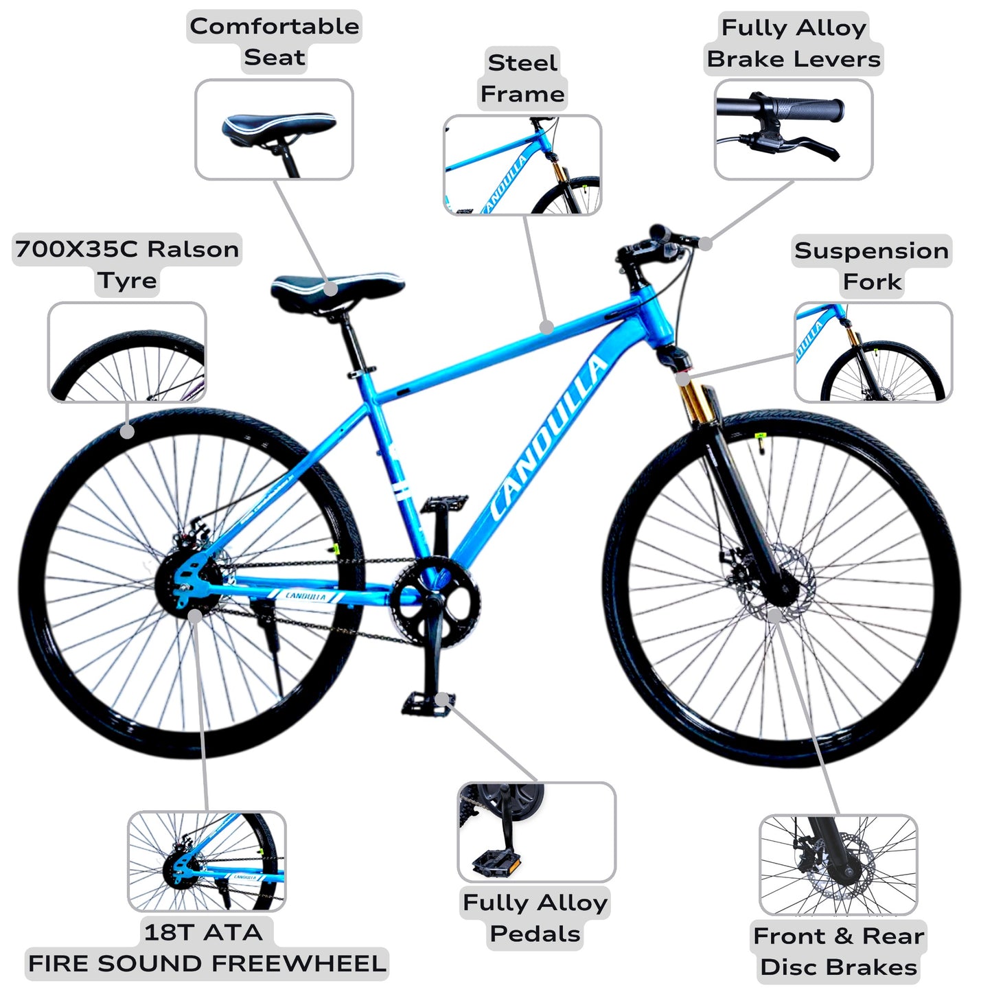 GLACIER 700X35C Hybrid Bike | Double Disc | Suspension Fork | Lightweight 700X35C Hybrid Bike | Double Disc | Suspension Fork | Lightweight