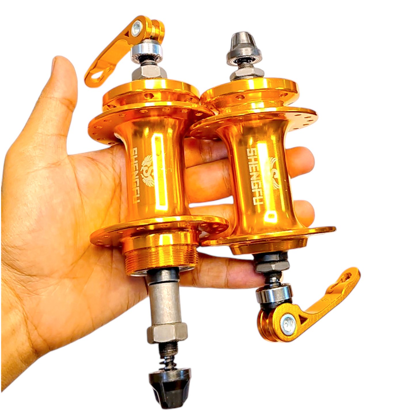 1 Pair Bike Front & Rear Hub Disc Brake Hub Set 36Hole w/Quick Release Gold|1 Piece Front Hub| Hubs