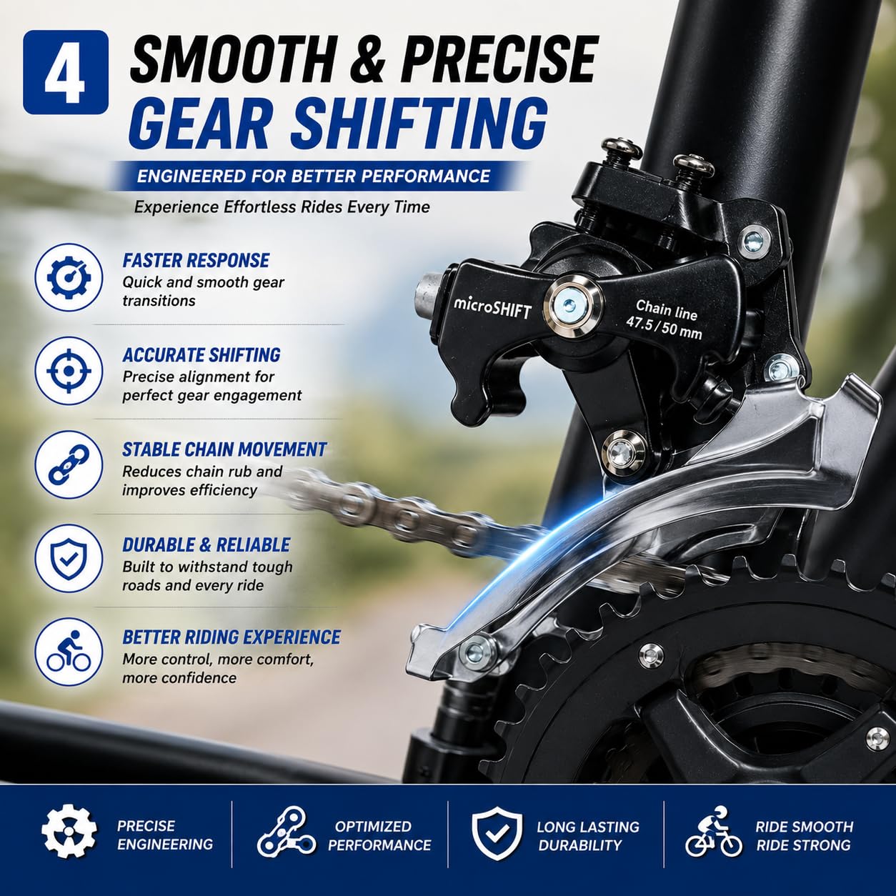 MicroSHIFT Front Derailleur | Bicycle Front Gear Machine | MTB Front Gear Shifter for Multi-Speed Cycle