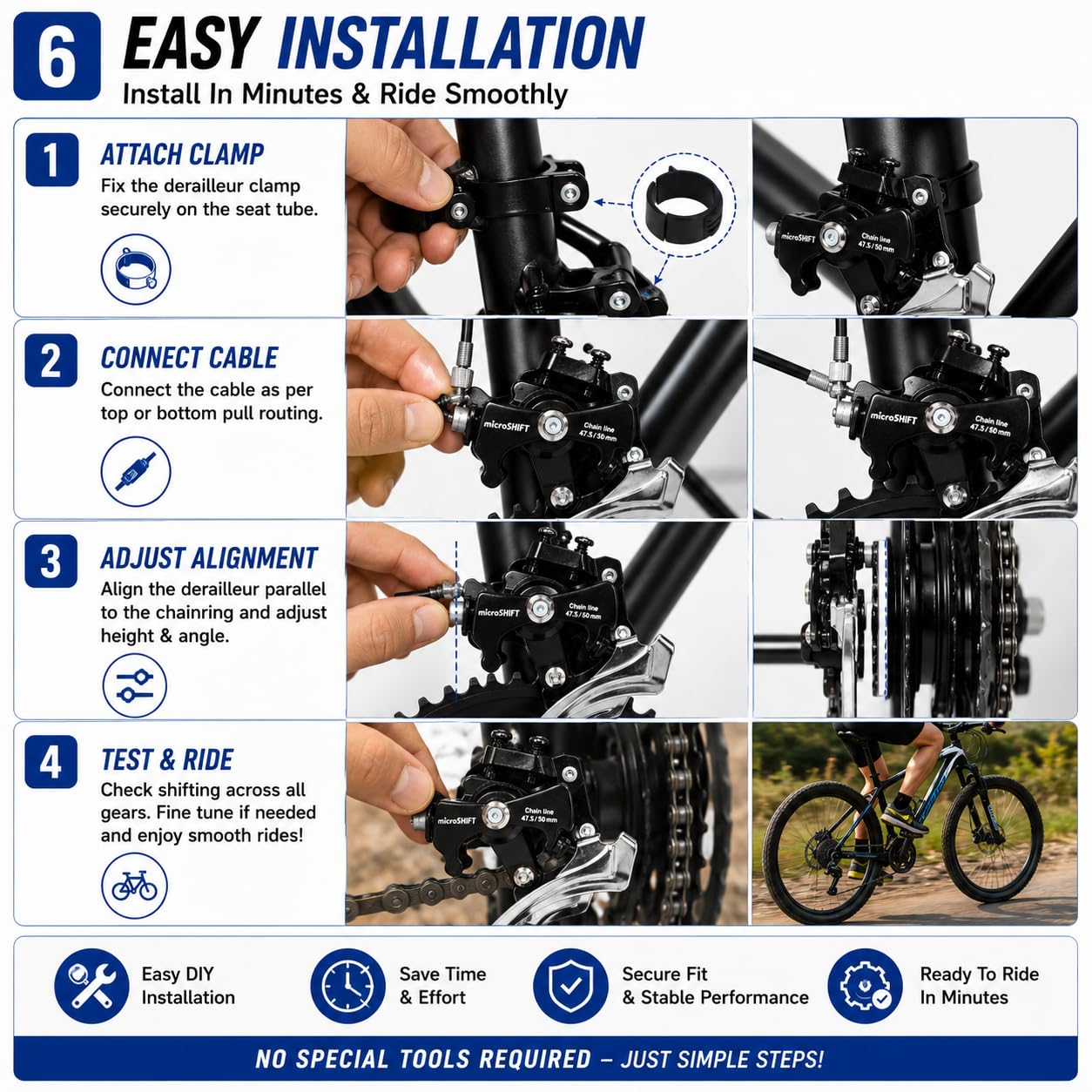 MicroSHIFT Front Derailleur | Bicycle Front Gear Machine | MTB Front Gear Shifter for Multi-Speed Cycle