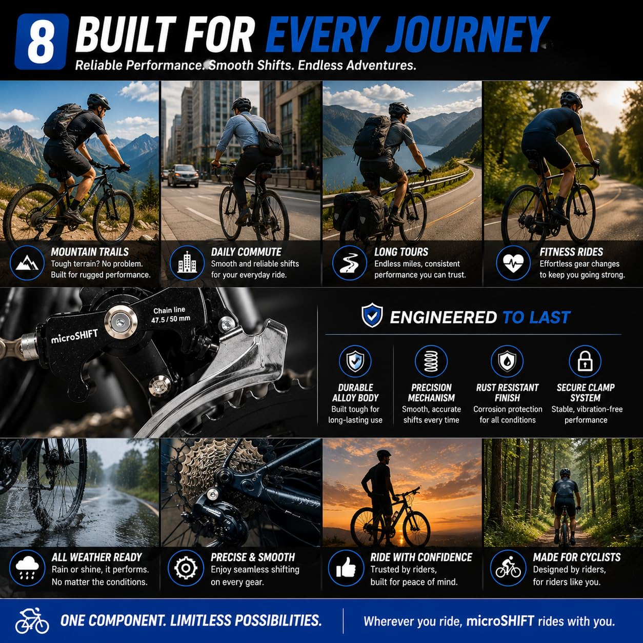 MicroSHIFT Front Derailleur | Bicycle Front Gear Machine | MTB Front Gear Shifter for Multi-Speed Cycle