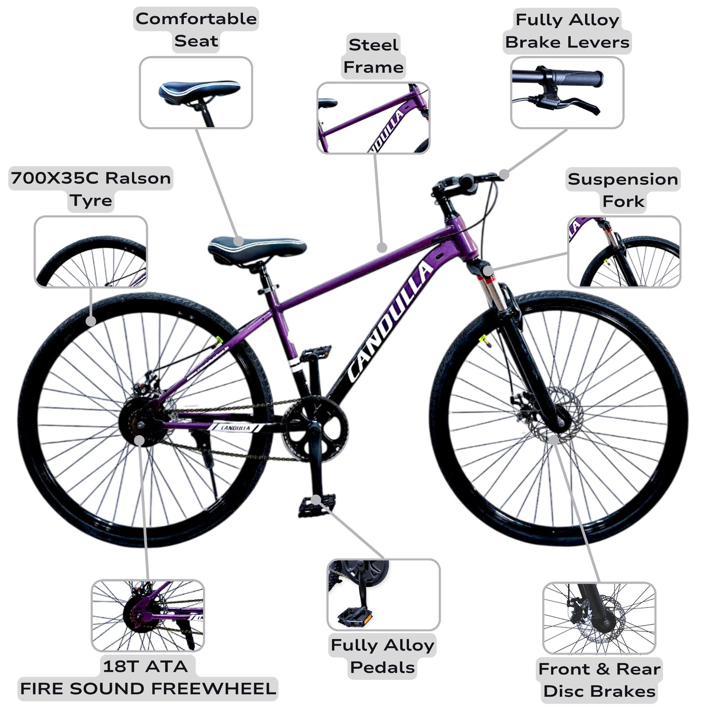 OBSIDIAN 700X35C Hybrid Bike | Double Disc | Suspension Fork | Lightweight 700X35C Hybrid Bike | Double Disc | Suspension Fork | Lightweight