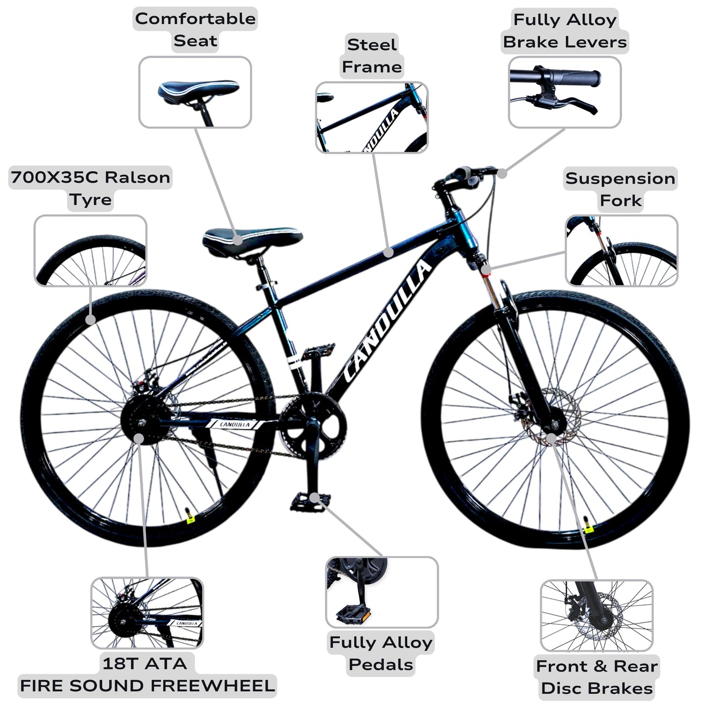 QUANTUM G1 700X35C Hybrid Bike | Double Disc | Suspension Fork | Lightweight 700X35C Hybrid Bike | Double Disc | Suspension Fork | Lightweight